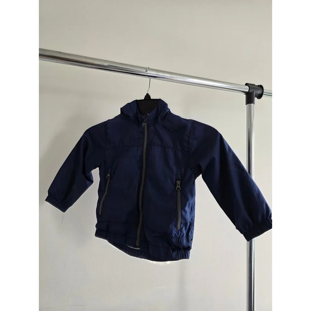 Baby Gap‎ Toddler Navy Blue Hooded Windbreaker Jacket Jersey Lined Size 2 Years